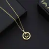 Plata S925 100 Idiomas Te Amo Números Romanos Hueco Incrustado de Diamantes Collar de Proyección Moderno Sencillo de Moda