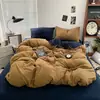 Novo Conjunto de Cama de Algodão Lavável Estilo Ins Quatro Peças Super Macio Pele Amigável Amassado Lençol Escovado Capa de Edredom Conjunto de Cama de Estudante Quatro Peças