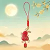 Colgante de Conejo de Jade Brocado Canción de Medio Otoño, Estilo Chino Nuevo Nicho Estilo Nacional Colgante para Bolsa de Teléfono Móvil, Regalo de Colgante de Conejo de Jade Brocado Canción de Medio Otoño
