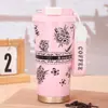 Taza de Café de Acero Inoxidable 316 con Forma de Muguete y Popote, Taza Térmica para Mujeres, Vaso de Agua de Alta Estética, Sensación de Lujo Ligero, Personalizable