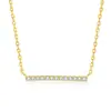 Transmisión en Vivo Transfronteriza Tk Shein Aliexpress Plata de Ley S925 Barra de Oro Pequeña Collar Estilo Barra de Equilibrio Incrustado de Diamantes para Mujeres