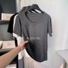 2025 Estilo Verão Preguiçoso Brilhante Gola Redonda Manga Curta Camiseta para Mulheres Luxo Acessível Solta Casual Versátil Camiseta Básica Top para Mulheres