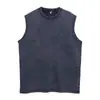 2026 Verão Retrô Americano Estampado em Cera Desgastada High Street Camiseta Sem Manga Feminina Gola Redonda Regata Personalizada