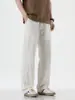 Feng She Roupa Masculina / Primavera Verão Estilo Old Money Mistura de Algodão e Liocel Calça Casual Afunilada de Uma Dobra Calça Reta Levemente Larga e Fluida