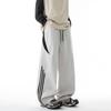 Pantalones Casuales de Pierna Ancha Rectos de Talla Grande de Moda Otoñal para Hombre con Rayas de Cinta y Costuras de Color Contrastante
