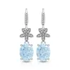 Transmisión en Vivo Más Vendido Ganchos para Oreja con Corte de Flor de Hielo Flor de Ciruelo Incrustados con Gemas de Colores y Brillantes Joyas para Oreja de Diamante de Alto Carbono Dropshipping de Xiaohongshu