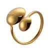 Anillo Abierto Nuevo con Rosca Estilo Europeo y Americano Diseño Creativo Elegante Gama Alta Acero de Titanio Chapado en Oro de 18K Anillo de Joyería
