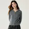 Suéter con capucha de cachemira de punto trenzado con viento suave para mujer, nuevo cárdigan de lana de ajuste delgado para otoño, estilo europeo y americano