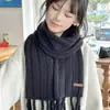 Cachecol Grosso de Lã com Tranças e Franjas Estilo Coreano, Fashion e Versátil, Protetor de Pescoço Espesso Colorido Sólido Estilo Ins para o Inverno, Em Estoque Atacado