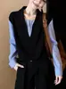 Estilo Duas Peças Minimalista de Nicho, Caimento Solto, Emagrecedor, Confortável para o Dia a Dia, Camisa Listrada Color Block para Mulheres, Cor da Primavera 2026