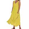 Amazon Estação Independente 2023 Verão Europeu e Americano Comércio Exterior Bolso Sem Mangas Gola Redonda Bainha Larga Vestido Floral Tamanho Grande