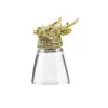 Copo Criativo de Novo Estilo para Bebidas Alcoólicas com Design de Cabeça de Animal, Copo Pequeno, 0,05kg Copos de 50ml, Garrafa de Whisky, Estojo de Couro