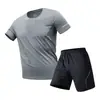Camiseta de Manga Corta de Seda de Hielo para Hombre, Malla Deportiva Fina de Secado Rápido para Verano, Fitness, Top de Media Manga, Camiseta Elástica Casual para Verano