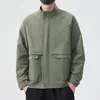 Chaqueta de Trabajo con Cuello Mao 2026 para Hombre, Abrigo Casual de Primavera y Otoño, Top Corto Versátil, Estilo Retro Americano, Talla Grande 2XL