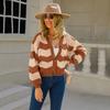 Estilo Novo Primavera 2026 Gola V Tricô Curto Moda de Rua Jovem Patchwork Cardigan Tricotado Tamanho Grande Jaqueta Pequena para Mulheres