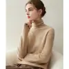 Suéter de cachemira suave premium listo para usar para mujer, 100% cachemira pura, tejido de cuello alto apilado, suéter base de corte holgado