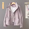 Jaqueta estilo coreano com gola alta para mulheres, novo modelo 2026, primavera e outono, solta, casual, elegante, cor sólida, estilosa, versátil, top jaqueta