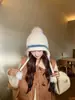 Conjunto de gorro y bufanda de oso para mujer, estilo coreano, felpa linda, adelgazante, engrosado para abrigar, cubreorejas, gorro de punto para otoño e invierno