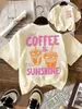Camiseta Casual Cómoda de Manga Corta con Estampado de Café Helado y Sol, Talla Europea Transfronteriza, Camiseta Casual de Verano para Mujer