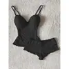 Camisola Sexy Puro Desejo com Bojo para Mulheres 2026 Novo Verão Hot Girl Poá Regata Shorts Conjunto para Casa