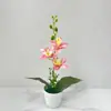 Celebridade da Internet 3 Orquídeas Cymbidium Artificiais em Vasos para Decoração de Casamento Vasos de Flores de Plástico Decorações de Bonsai de Flores Artificiais para Desktop Interno