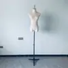 Vestido de noiva de veludo damasco modelo expositor para vitrine de loja de roupas femininas manequim de meio corpo ajustável suporte feminino