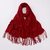 Bufanda de Color Puro Otoño e Invierno Bufanda Gruesa Cálida Chal Grande Logotipo Impreso Rojo Grande Bufanda Azul de Alta Gama para Mujer Personalización