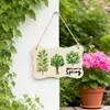 Conjunto de 6 Peças Mingguan de Etiquetas DIY Cor de Madeira Natural com Corda de Cânhamo, Acessórios Decorativos Artesanais Semi-Acabados, Placa de Suspensão para Porta de Madeira