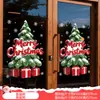 Decoraciones de Ventana de Centro Comercial Feliz Navidad Letras Inglesas Lazo de Cinta Roja Copo de Nieve Dorado Pegatinas Electrostáticas