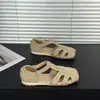Sandalias Romanas Cerradas de Estilo Francés Retro para Mujer, Verano 2026 Nuevas Versátiles Retro Caladas Sandalias Planas con Hebilla Verde