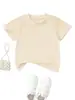 Camisetas para Niños Amazon Exportación Europea y Americana Casual Color Sólido Camisetas Grandes para Niños Transfronterizas Camisas de Manga Corta para Niños y Niñas
