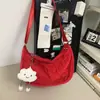 Bolso bandolera de gran capacidad de alta gama para mujer, para el verano 2026, nuevo bolso de lona de nailon rojo