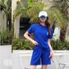 Traje plisado de seda helada bordado nuevo de verano 2023 para mujer, color sólido casual versátil estilo deportivo holgazán