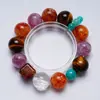 [Dai Si Tuxue] Pulseira de Amazonita Natural e Cristal Branco para Mulheres Mais Fácil de Combinar Pulseira de Esmeralda Rosa e Olho de Tigre Atacado
