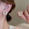 Clipe de Orelha de Strass Pérola de Alta Qualidade Francês Laço Elegante Sem Furo Clipe de Osso da Orelha Micro-Embellished Exquisite Joia de Orelha