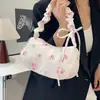 Bolso de hombro con cordón de comercio exterior para mujer con lazo, bolso cruzado pequeño floral versátil, bolso de mano para debajo del brazo, bolso plisado casual para mujer