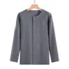 Tejido de Primavera Suéter de Cuello Redondo para Adultos Mayores Mangas Anchas Cardigan Pijama de Algodón Puro para Mujeres y Mayores Ropa de Casa Engrosada para Primavera y Otoño para Traje Hombres