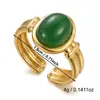 Nuevo anillo de moda retro transfronterizo de alta gama con piedra ojo de tigre y acero de titanio, no se decolora, para mujer, con diseño martillado único e incrustación de circonita