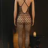 Lencería glamurosa y sexy, estilo europeo y americano, cuello halter, rayas onduladas, calado, sin espalda, sin tirantes, body de malla de una pieza