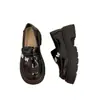 Zapatos de cuero negros para mujer con tacón grueso y suela gruesa estilo universitario, nuevos de otoño 2026, mocasines japoneses JK versátiles de punta redonda
