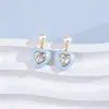 Pendientes Vintage de Perlas de Agua Dulce Natural para Mujer, Plata S925, Aguja Verde, Micro Pendientes, Amor, Joyería de Alto Grado y Temperamento