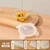 Lonchera de vidrio con tapa transparente para trabajadores de oficina, compatible con calentamiento en microondas, caja bento con compartimentos