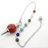 Joyería transfronteriza gema natural Cristal péndulo espiritual en forma de giroscopio cuentas de 18 mm 7 colores piedra energética colgante de péndulo