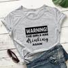 Advertencia Las Chicas Están Bebiendo Otra Vez Estampado de Letras Camiseta de Comercio Exterior Europea y Americana