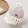 Sombrero de Pescador a Lunares con Lazo de Moda para Bebés Niñas, Sombrero de Malla con Visera de Dibujos Animados Estilo Coreano para Niños de 2 Años, Sombrero de Cubo Transfronterizo para Niños