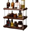 Estantería de Almacenamiento Multicapa de Madera Maciza para Cocina y Cafetería, Encimera Ajustable, Estilo Vintage, Estante de Exhibición Simple y Móvil