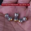 Pulsera Hecha a Mano de Pulsera de Cuentas de Buda de Seis Caracteres Bicolor de Plata de Xizang con Perforación de Pedrería, Carácter de Doble Felicidad, Oro Mate, Cuentas Sueltas, Cuentas Redondas, Accesorios de Joyería