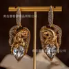 Brincos de Cheetah de Designer Espanhol Indústria Pesada Joias de Luxo Leve Joias Antigas com Diamantes