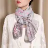 Nuevo Elegante e Intelectual Bufanda de Seda Estampada para Madres, Bufanda Larga de Gasa Ligera y Transpirable, Bufanda Cálida de Gasa para Primavera y Otoño con Protección Solar