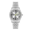 Novo Relógio Feminino de Diamante Completo em Estoque Transfronteiriço, Relógio Feminino de Alta Qualidade para Atacado, Elegante Relógio Feminino de Liga com Pedras Strass e Calendário